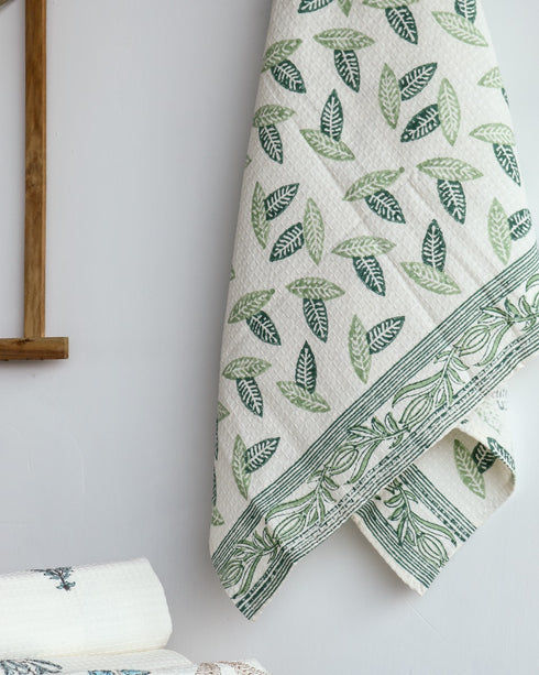 Leaf Print Waffle Cotton Towel (TWL05)